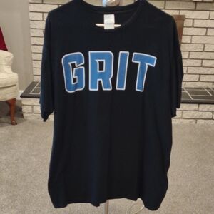 Black T-Shirt with Blue 'GRIT' Print